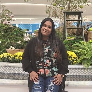 Shein Plus Size  Lace Yoke Tropical Floral Print Top